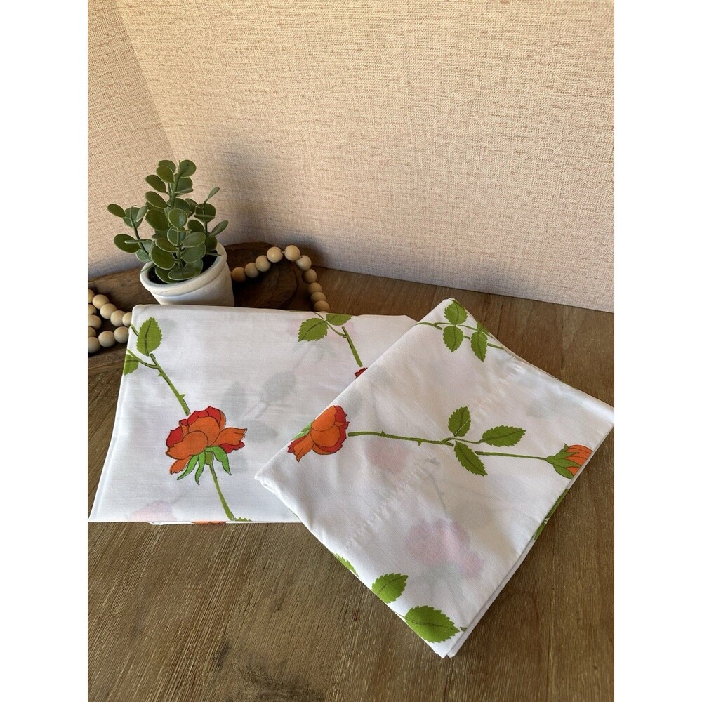 Vtg 1970s Christian Dior Wamsutta The Dior Rose Twin Fitted Sheet 2 Pillowcases